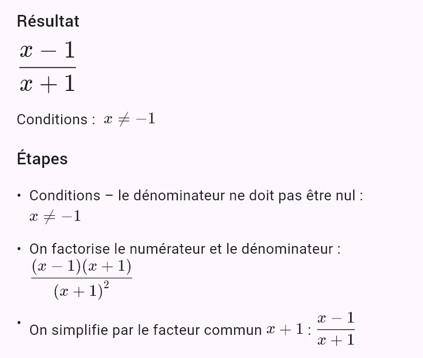 (x^2 - 1)/(x^2 + 2x + 1)