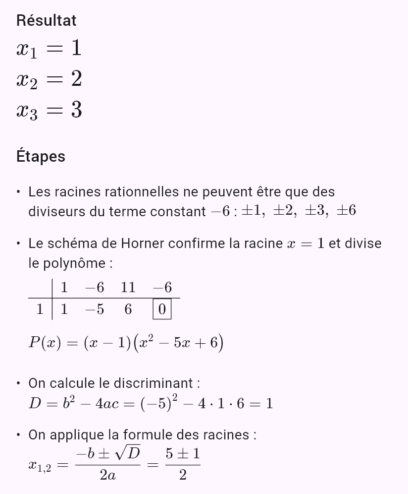 x^3 - 6x^2 + 11x - 6 = 0