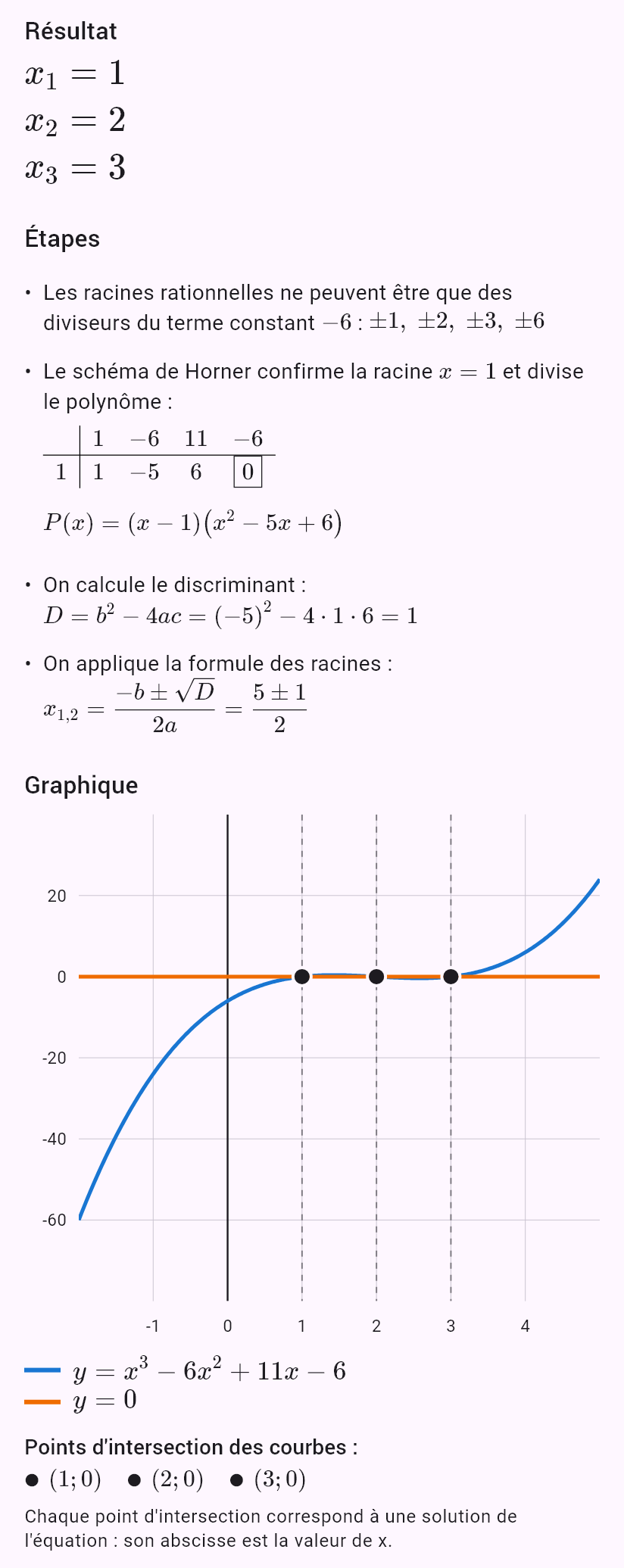 x^3 - 6x^2 + 11x - 6 = 0