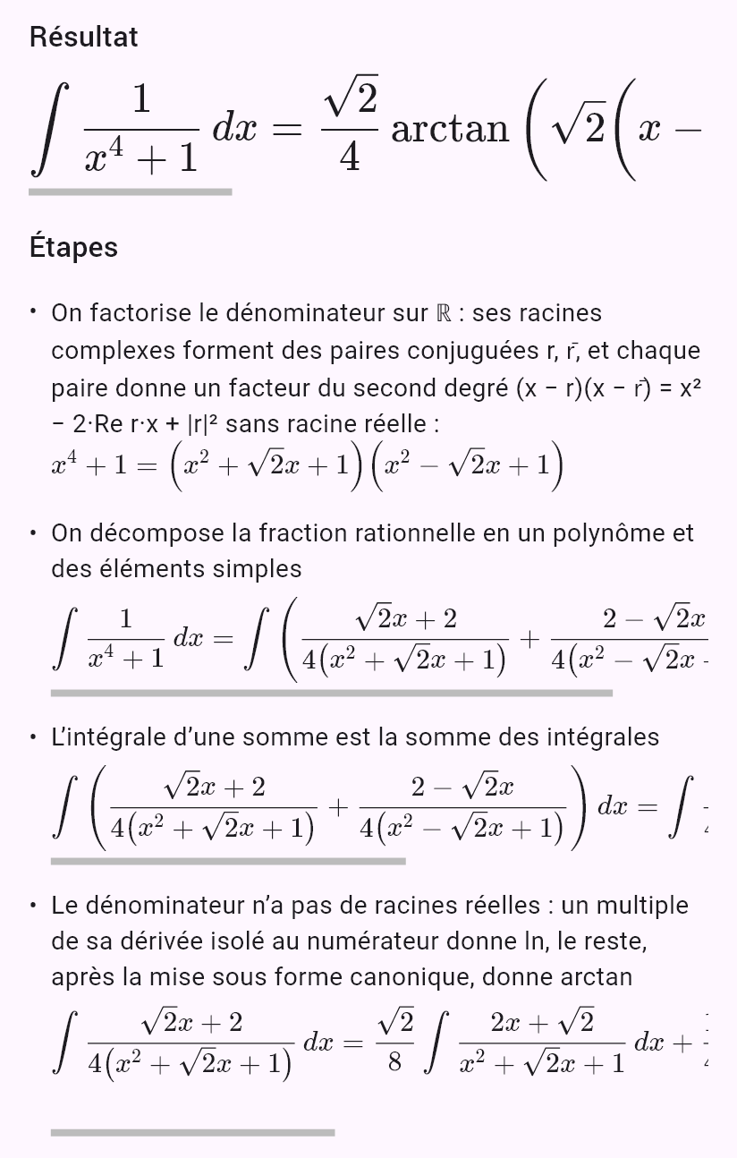 int(1/(x^4 + 1))