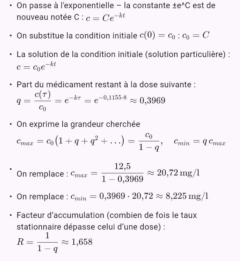 model(drug; find=steady[mg_l]; D=500[mg]; V=40[l]; T12=6[h]; tau=8[h]; mode=repeated)