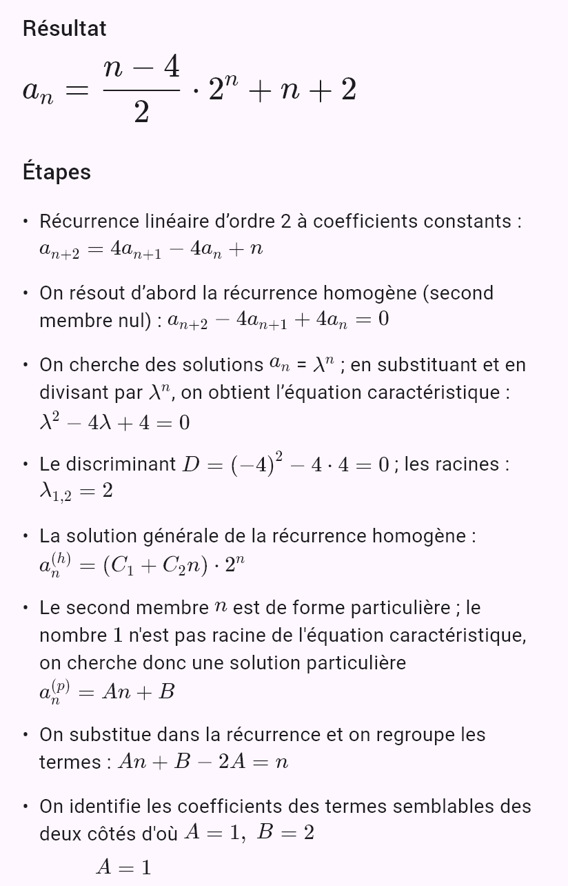 a_{n+2} = 4a_{n+1} - 4a_n + n, a_0 = 0, a_1 = 0