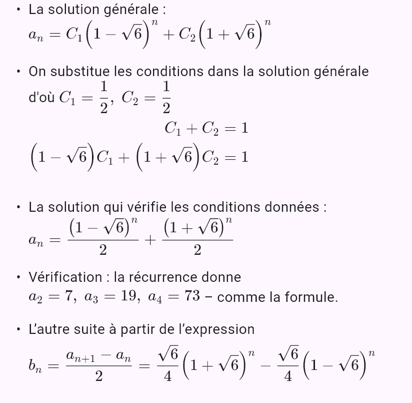 a_{n+1} = a_n + 2b_n
b_{n+1} = 3a_n + b_n
a_0 = 1, b_0 = 0