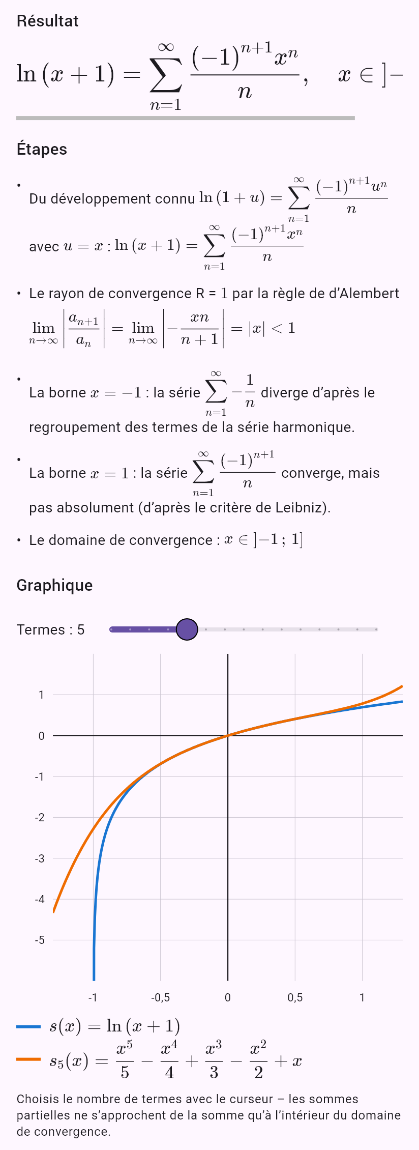 taylor(ln(1 + x), 0, oo)