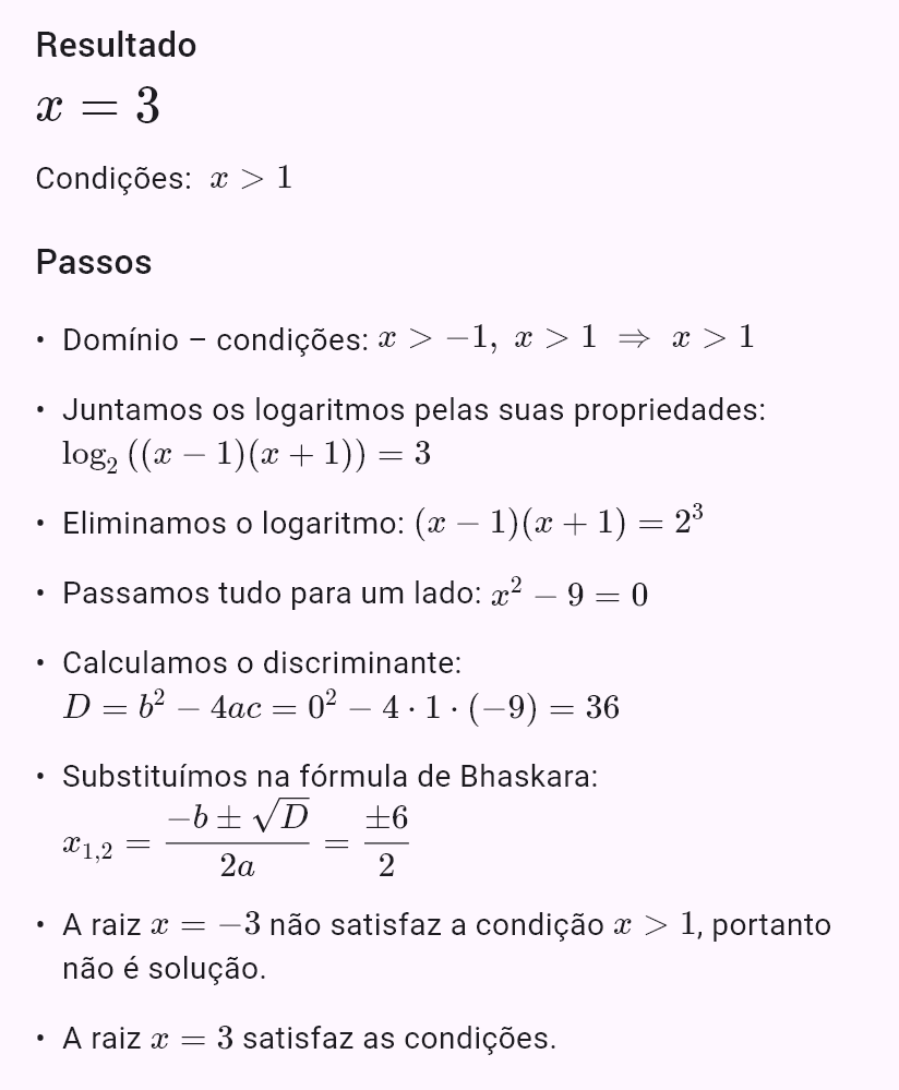log_2(x+1) + log_2(x-1) = 3