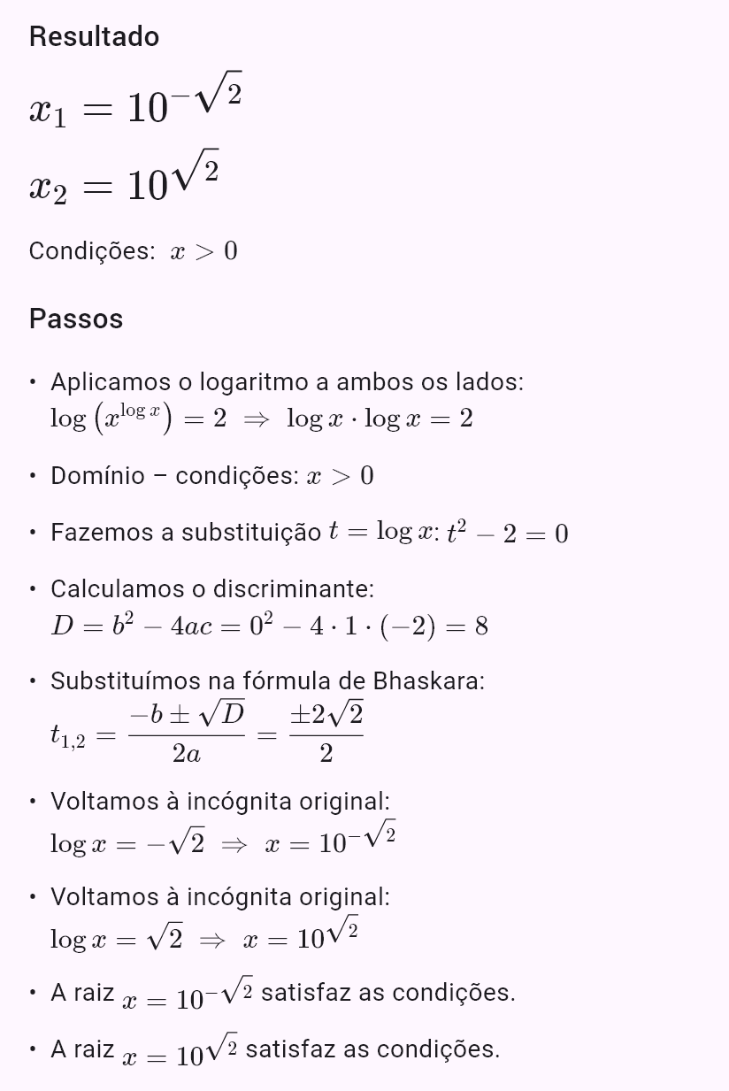 x^(log x) = 100