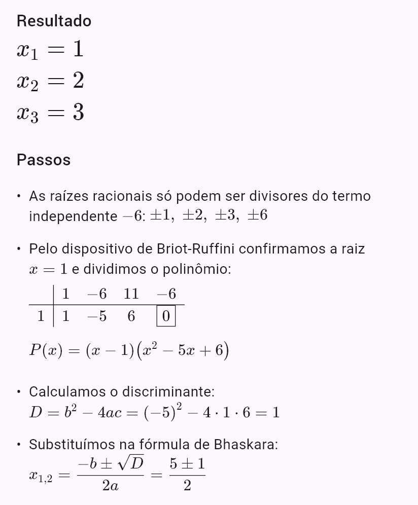 x^3 - 6x^2 + 11x - 6 = 0