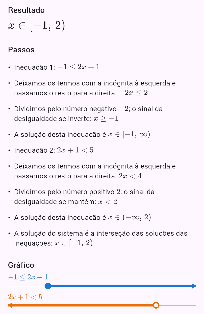 -1 <= 2x + 1 < 5