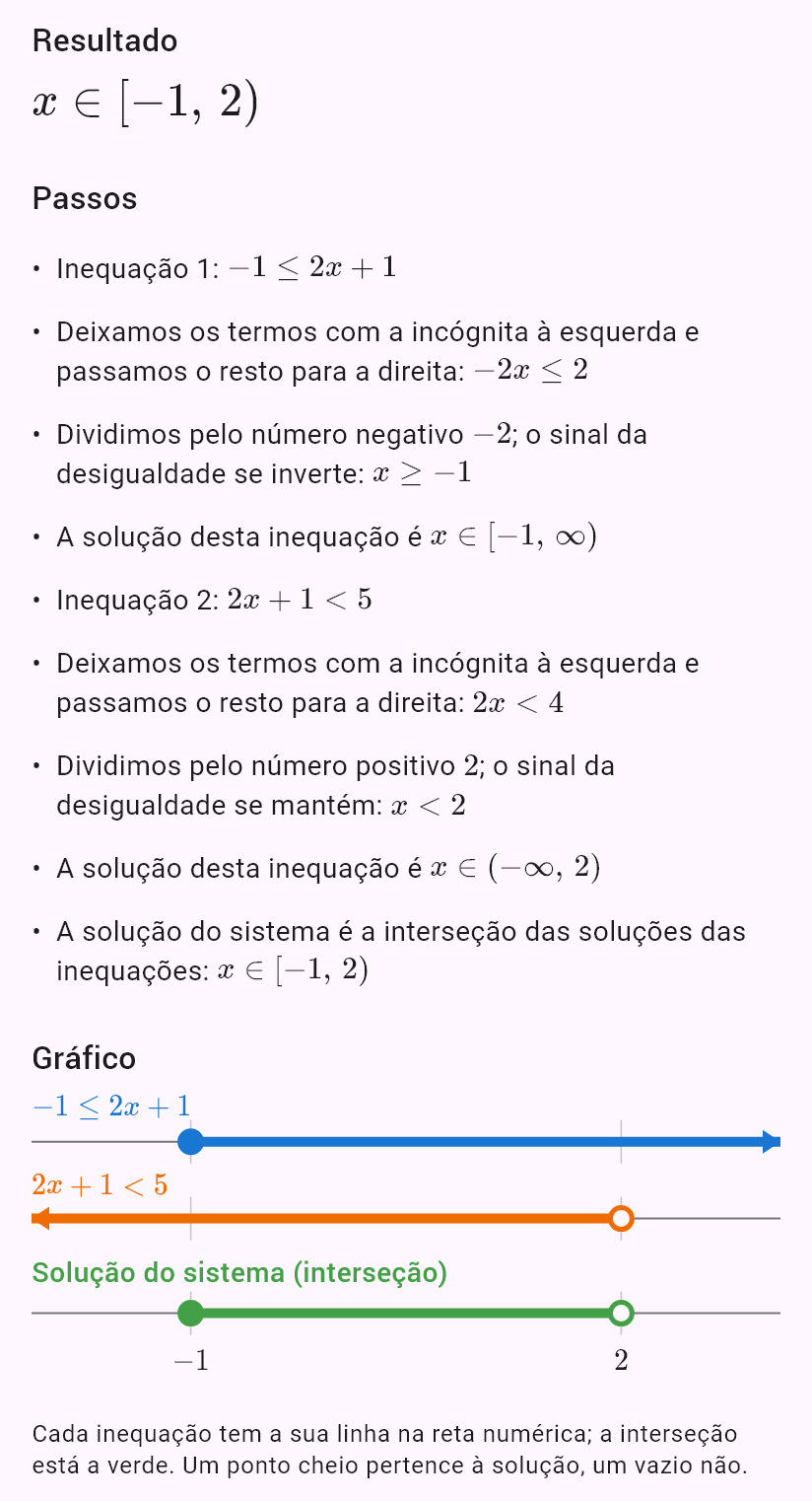 -1 <= 2x + 1 < 5