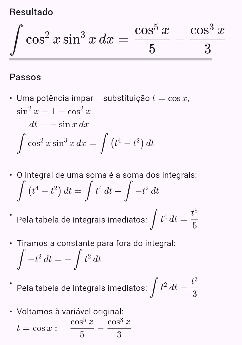 int(sin(x)^3 cos(x)^2)