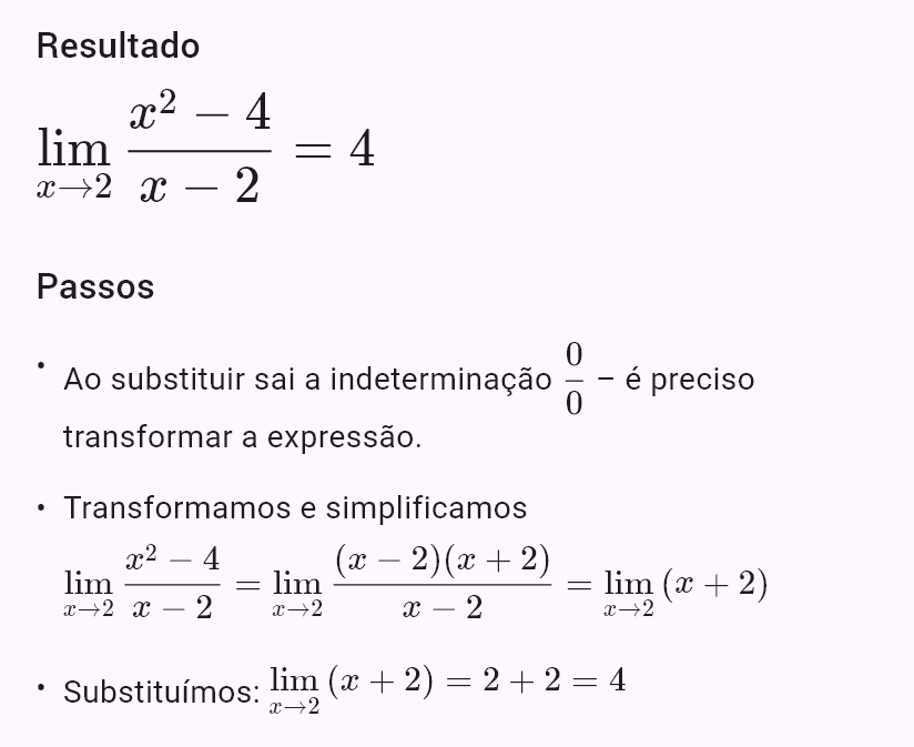 lim(x->2) (x^2-4)/(x-2)