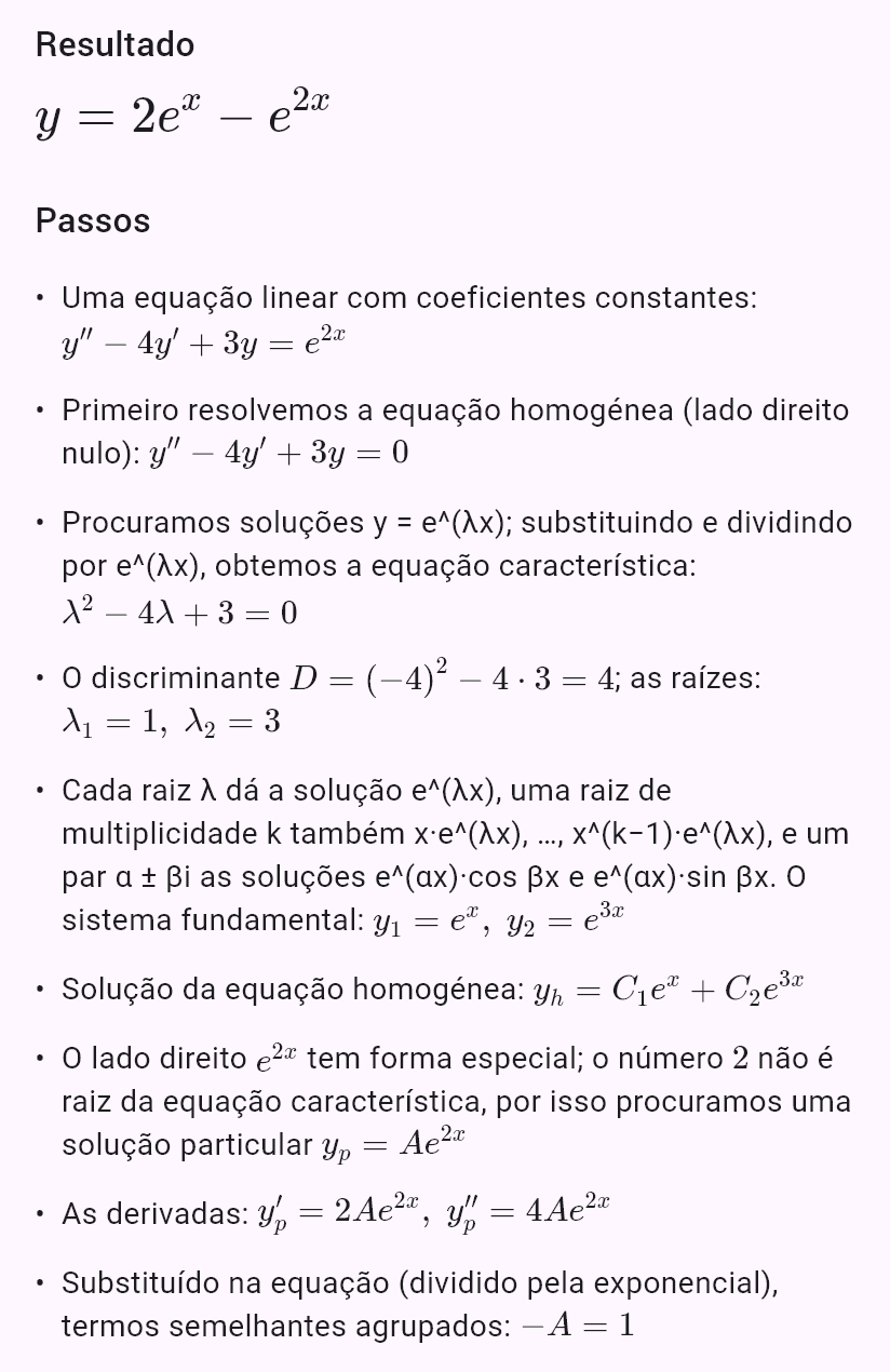 y'' - 4y' + 3y = e^(2x), y(0) = 1, y'(0) = 0