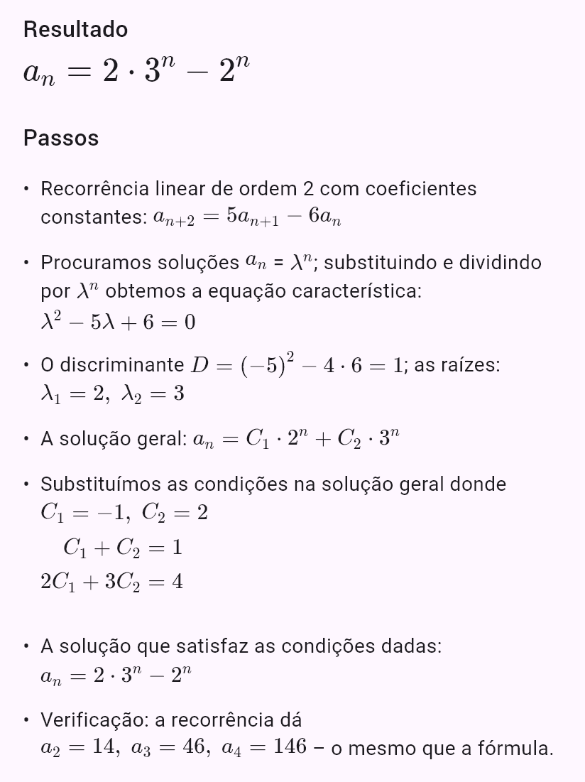 a_{n+2} = 5a_{n+1} - 6a_n, a_0 = 1, a_1 = 4