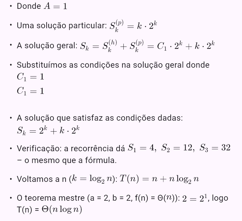 T(n) = 2T(n/2) + n, T(1) = 1