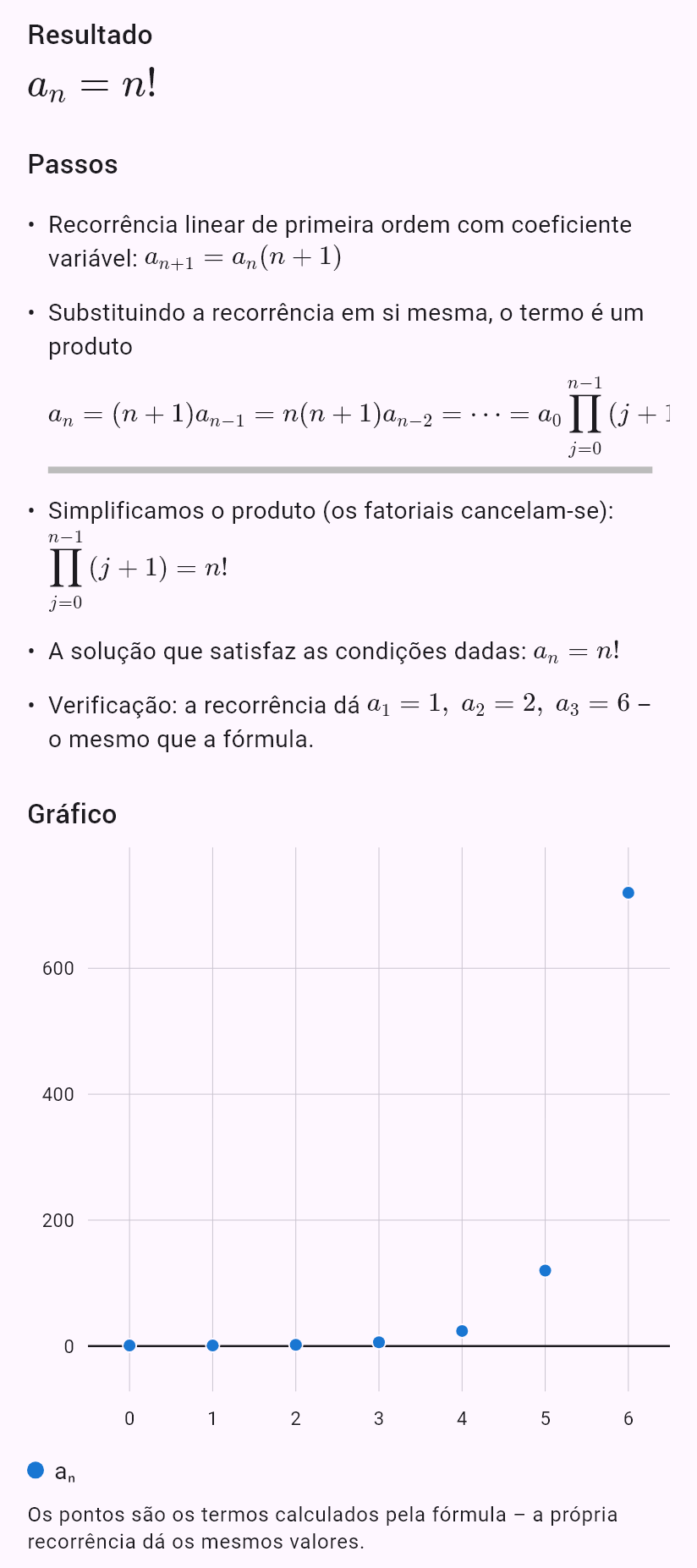 a_{n+1} = (n+1)a_n, a_0 = 1