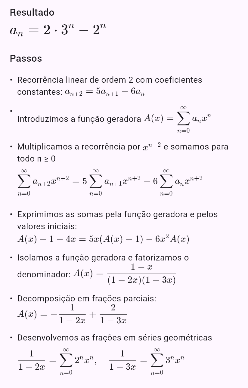 a_{n+2} = 5a_{n+1} - 6a_n, a_0 = 1, a_1 = 4