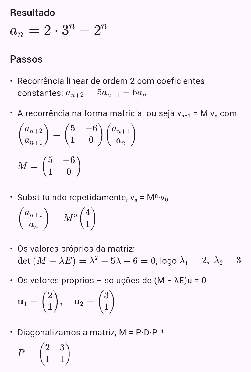 a_{n+2} = 5a_{n+1} - 6a_n, a_0 = 1, a_1 = 4