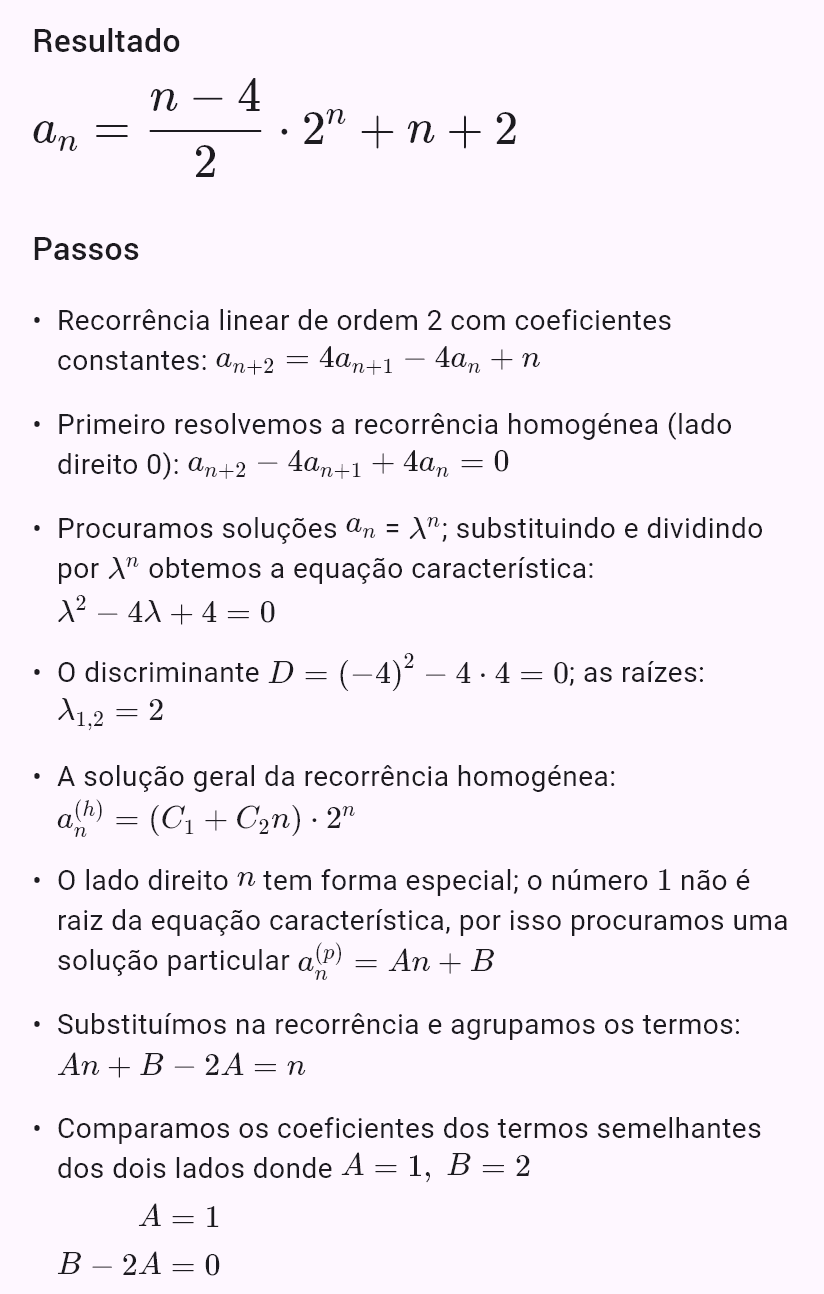 a_{n+2} = 4a_{n+1} - 4a_n + n, a_0 = 0, a_1 = 0