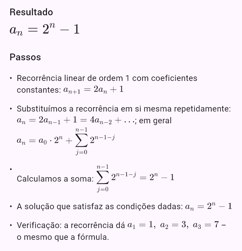 a_{n+1} = 2a_n + 1, a_0 = 0