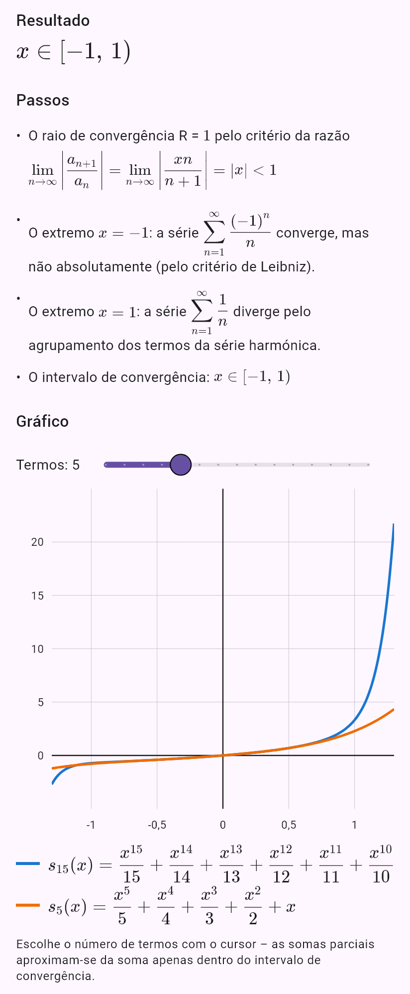sum(x^n/n)