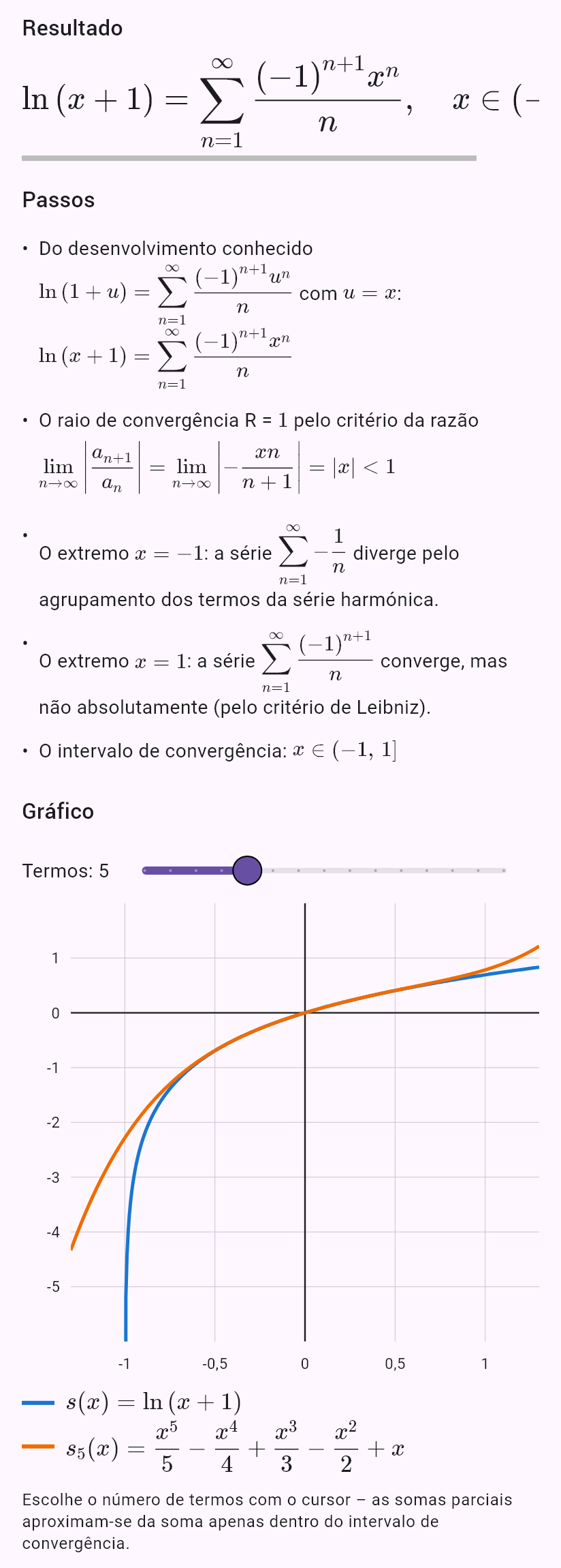 taylor(ln(1 + x), 0, oo)
