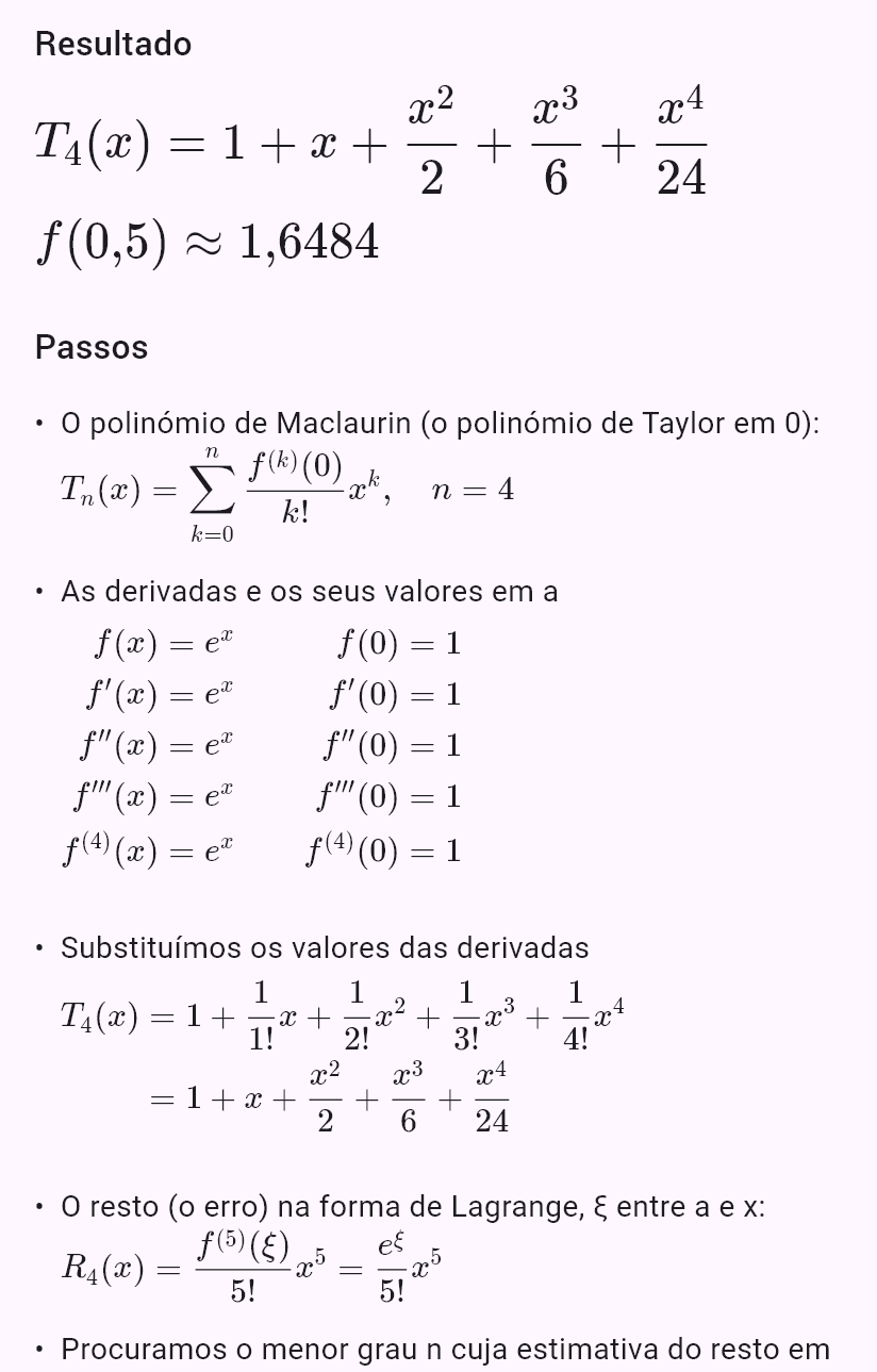 taylor(e^x, 0, chyba=0.001, x=0.5)