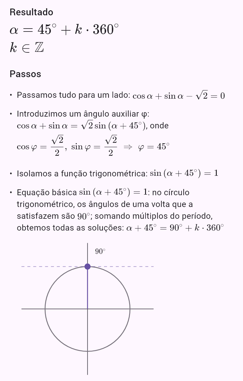 sin alpha + cos alpha = sqrt(2)