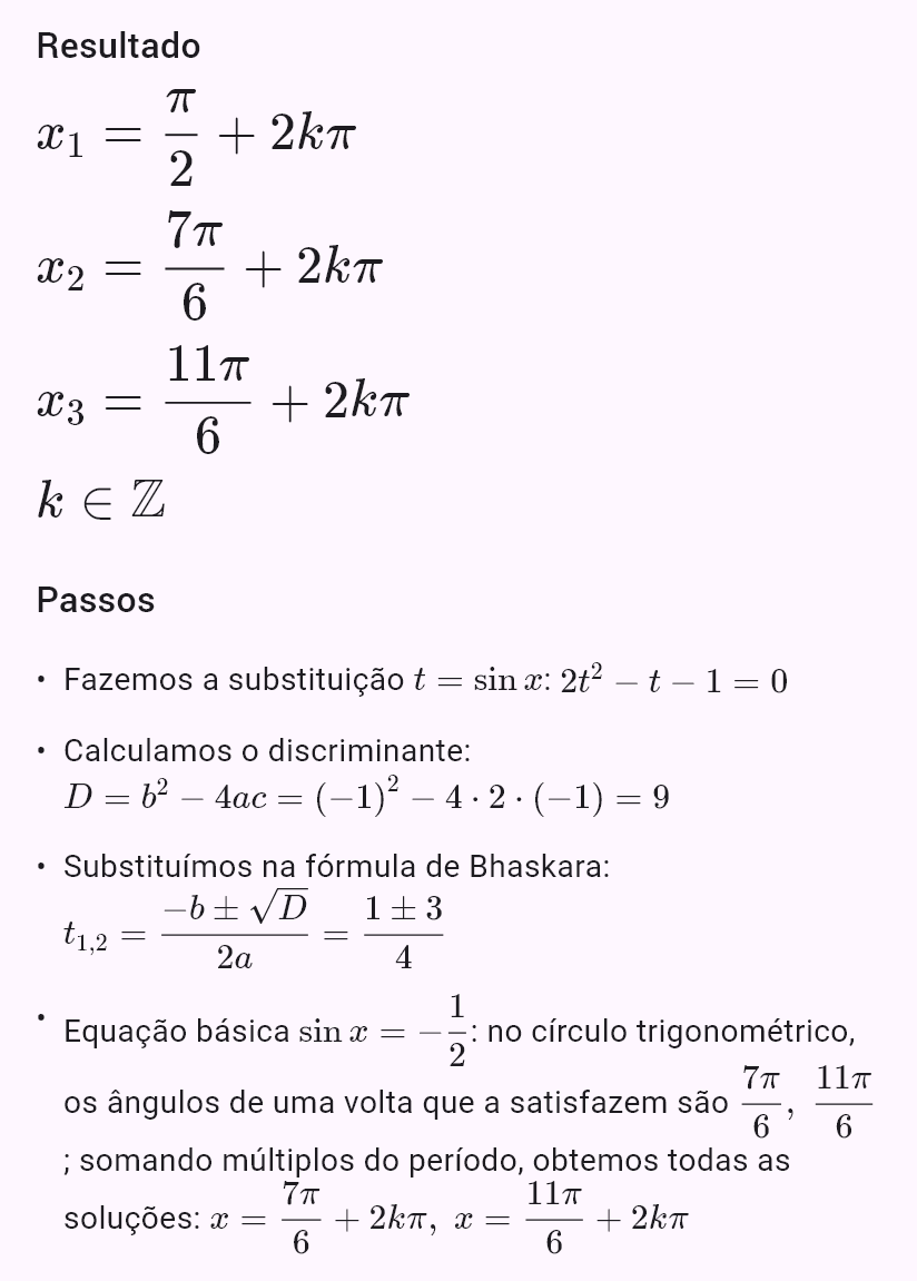 2sin^2 x - sin x - 1 = 0